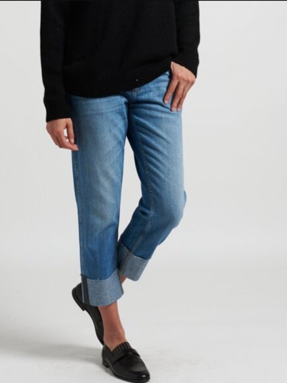 Brunello Cucinelli Monili Cuff Jeans Blue Denim Relax Wide Leg Cropped Size 4